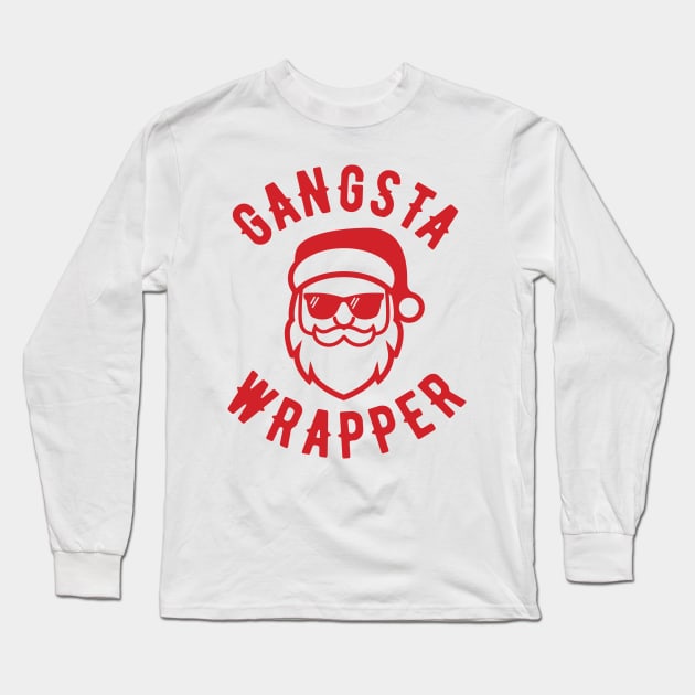 Gangsta Wrapper Christmas Santa Long Sleeve T-Shirt by ECStudios